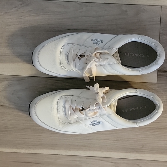 Coach Shoes Coach Cream Leather Sneakers Size 1b Poshmark